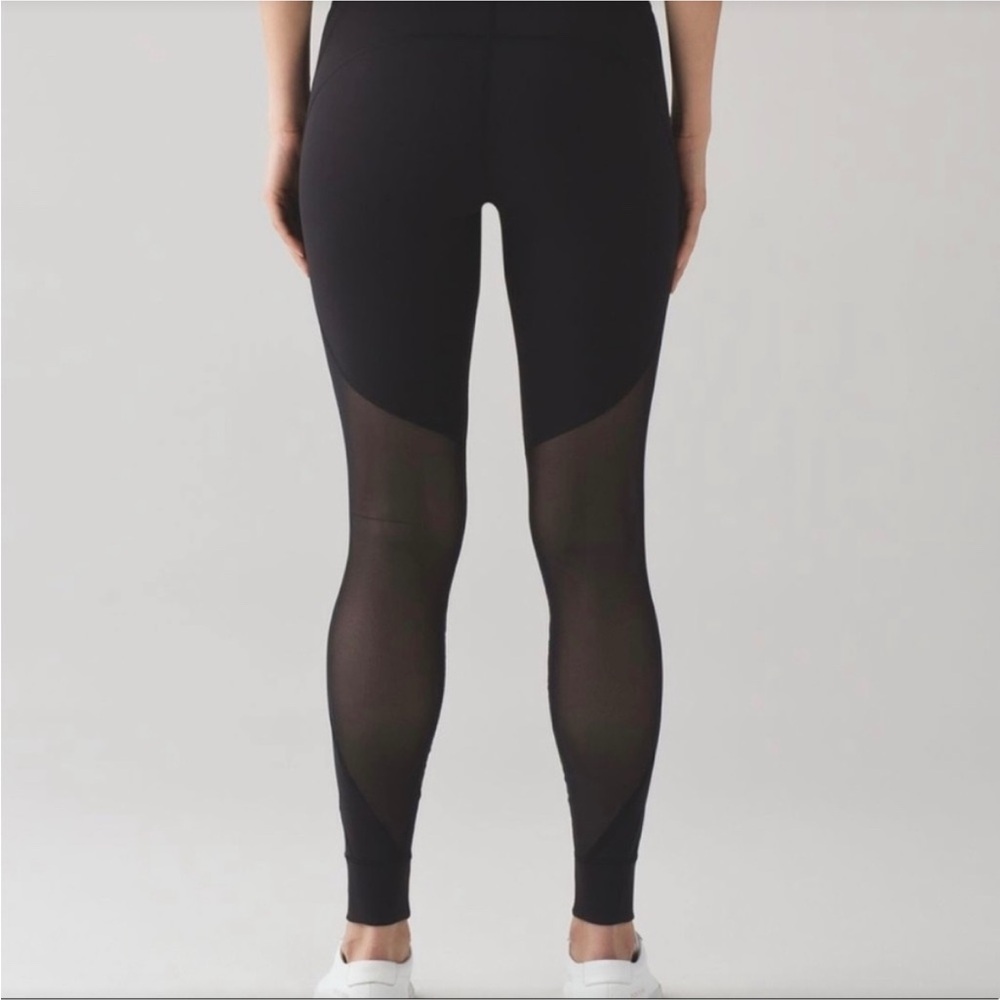 Lululemon sz 8 Black Mesh Leggings tights running yoga gym pilates crossfit - Picture 2 of 14